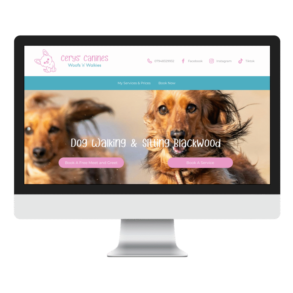 Cerys' Canines Website Homepage Screenshot